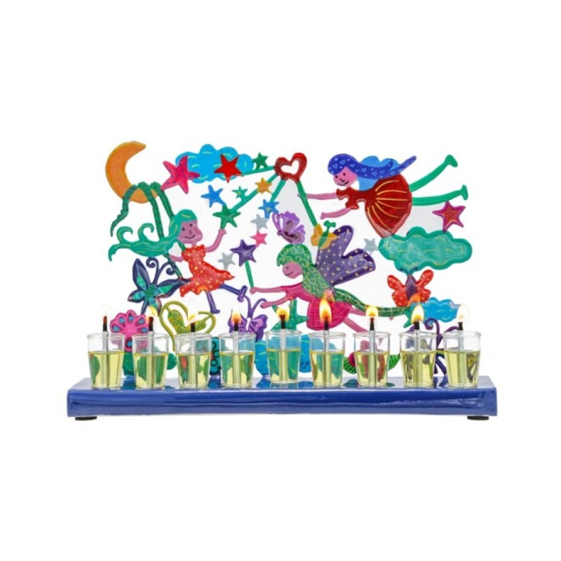 יאיר עמנואל חנוכיית חנוכה מצוירת ביד צבע... | חנוכיית חנוכה